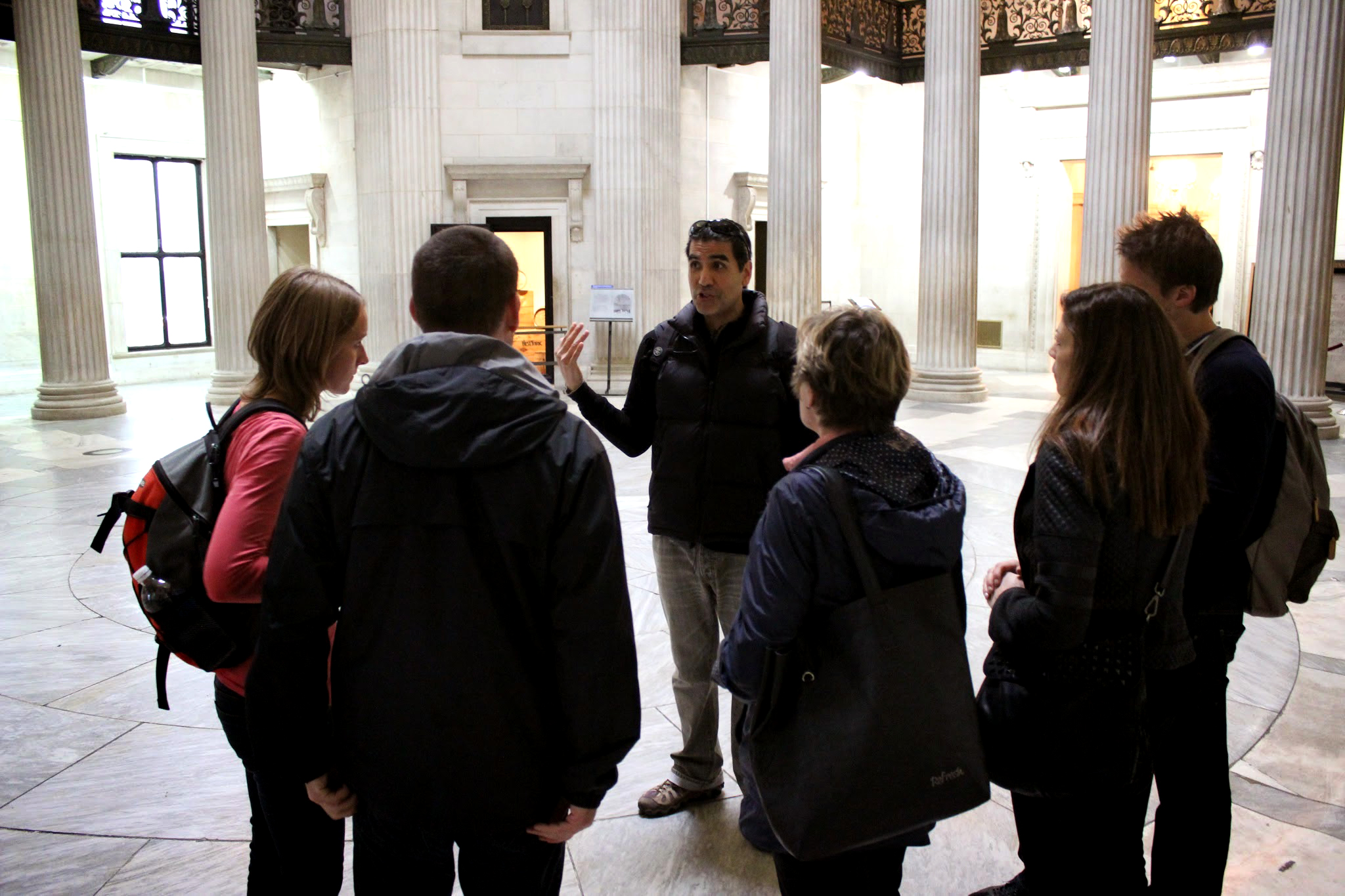 Tour group inside Wall Street