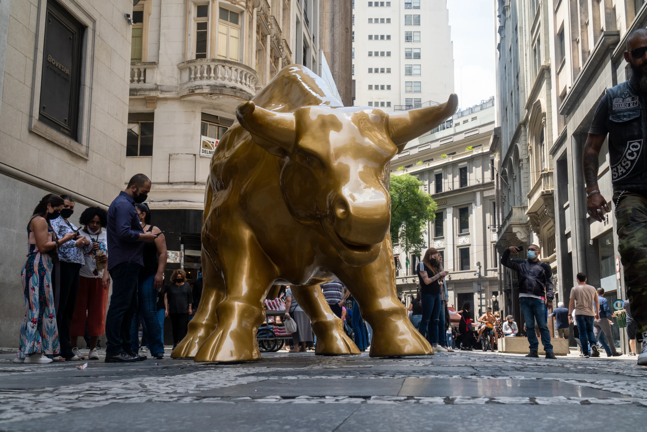 The Charging Bull Statue in Wall Street NYC